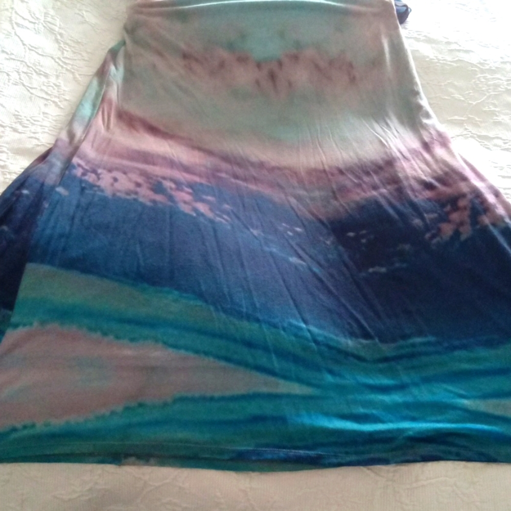 Twelfth Street by Cynthia Vincent Women's Grey & Sunset Watercolor Maxi Dress - Picture 4 of 8